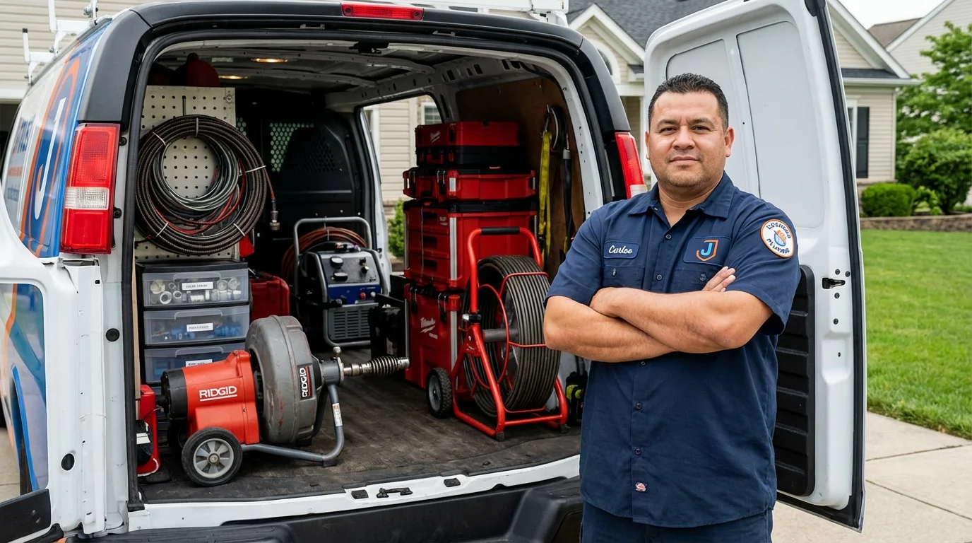 Professional drain cleaning equipment and Johns Plumbing LLC plumber in La Grange Park
