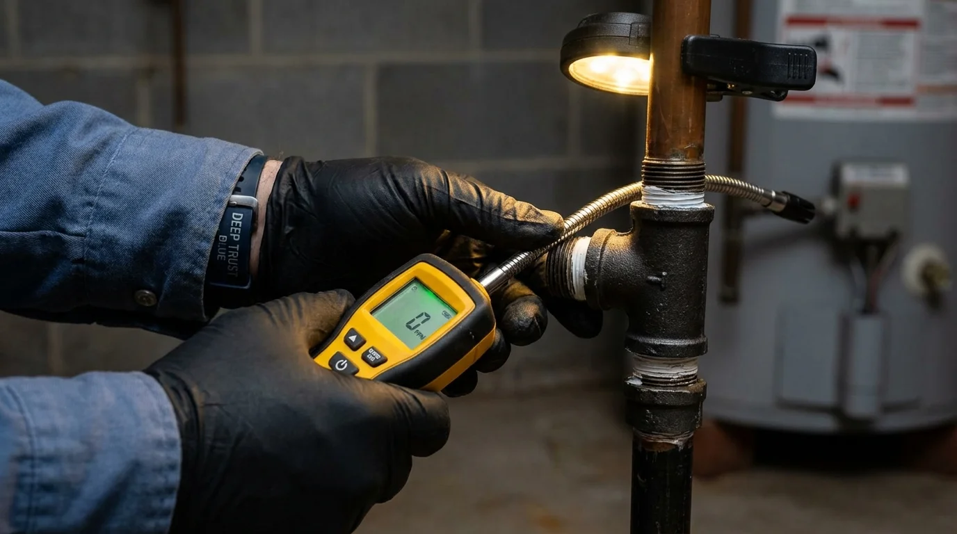 Gas leak detection with electronic sniffer by Johns Plumbing LLC in La Grange Park