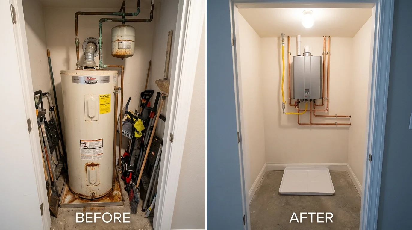 Tank water heater versus wall-mounted tankless unit comparison for La Grange Park, IL homeowners